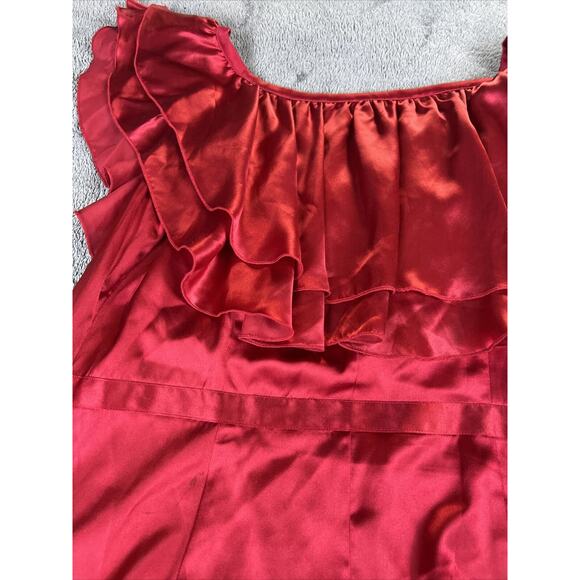 Babe Women’s Shirt Red Size Large Off Shoulder Ruffle Romper Play Suite Dust - Picture 10 of 13